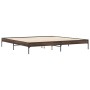 Estructura cama madera ingeniería metal marrón roble 200x200 cm de vidaXL, Camas y somieres - Ref: Foro24-845000, Precio: 99,...