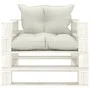 Sofá de palets para jardín madera con cojines beige de vidaXL, Sofás de exterior - Ref: Foro24-3052420, Precio: 109,32 €, Des...