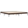 Estructura cama madera ingeniería metal marrón roble 200x200 cm de vidaXL, Camas y somieres - Ref: Foro24-845000, Precio: 99,...