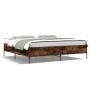 Estructura cama madera ingeniería metal roble ahumado 180x200cm de vidaXL, Camas y somieres - Ref: Foro24-3279784, Precio: 15...