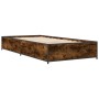 Estructura cama madera ingeniería metal roble ahumado 90x200 cm de vidaXL, Camas y somieres - Ref: Foro24-845113, Precio: 70,...