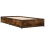 Estructura cama madera ingeniería metal roble ahumado 90x200 cm de vidaXL, Camas y somieres - Ref: Foro24-845113, Precio: 70,...