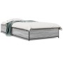 Estructura cama madera ingeniería metal gris Sonoma 75x190 cm de vidaXL, Camas y somieres - Ref: Foro24-845124, Precio: 68,93...