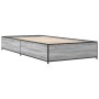 Estructura cama madera ingeniería metal gris Sonoma 75x190 cm de vidaXL, Camas y somieres - Ref: Foro24-845124, Precio: 68,93...