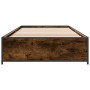 Estructura cama madera ingeniería metal roble ahumado 90x190 cm de vidaXL, Camas y somieres - Ref: Foro24-845118, Precio: 69,...