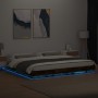 Estructura cama con luces LED madera roble ahumado 200x200 cm de vidaXL, Camas y somieres - Ref: Foro24-3281074, Precio: 203,...