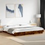 Estructura cama con luces LED madera roble ahumado 200x200 cm de vidaXL, Camas y somieres - Ref: Foro24-3281074, Precio: 203,...