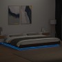 Estructura de cama con luces LED madera roble marrón 200x200 cm de vidaXL, Camas y somieres - Ref: Foro24-3281076, Precio: 21...