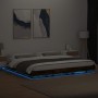 Estructura cama con luces LED madera roble ahumado 180x200 cm de vidaXL, Camas y somieres - Ref: Foro24-3281081, Precio: 218,...