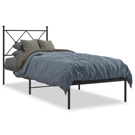 Estructura de cama con cabecero metal negro 75x190 cm de vidaXL, Camas y somieres - Ref: Foro24-376492, Precio: 71,74 €, Desc...