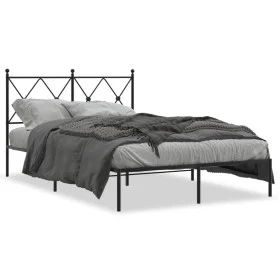 Bed frame with black metal headboard 120x190 cm by vidaXL, Beds and slatted bases - Ref: Foro24-376499, Price: 105,45 €, Disc...