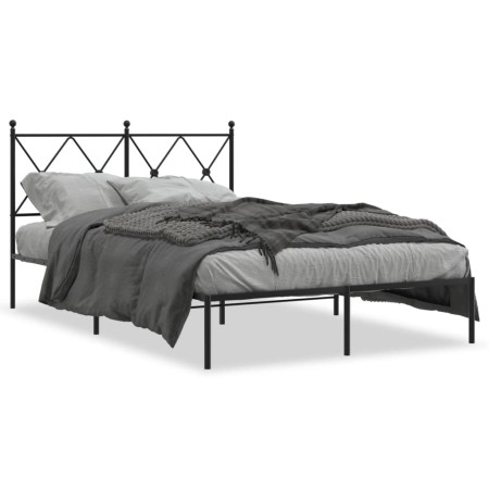 Estructura de cama con cabecero metal negro 120x190 cm de vidaXL, Camas y somieres - Ref: Foro24-376499, Precio: 107,16 €, De...
