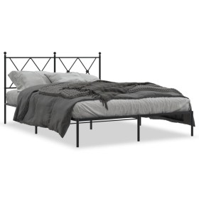 Estructura de cama con cabecero metal negro 135x190 cm de vidaXL, Camas y somieres - Ref: Foro24-376501, Precio: 88,14 €, Des...