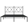 Estructura de cama con cabecero metal negro 135x190 cm de vidaXL, Camas y somieres - Ref: Foro24-376501, Precio: 88,14 €, Des...