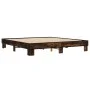 Engineered wood bed frame metal smoked oak 200x200cm by vidaXL, Beds and slatted bases - Ref: Foro24-3280219, Price: 129,39 €...