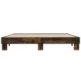 Engineered wood bed frame metal smoked oak 200x200cm by vidaXL, Beds and slatted bases - Ref: Foro24-3280219, Price: 129,39 €...