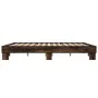 Engineered wood bed frame metal smoked oak 200x200cm by vidaXL, Beds and slatted bases - Ref: Foro24-3280219, Price: 129,39 €...