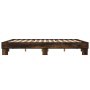 Estructura cama madera ingeniería metal roble ahumado 200x200cm de vidaXL, Camas y somieres - Ref: Foro24-3280219, Precio: 13...