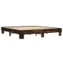 Engineered wood bed frame metal smoked oak 200x200cm by vidaXL, Beds and slatted bases - Ref: Foro24-3280219, Price: 129,39 €...