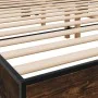 Engineered wood bed frame metal smoked oak 200x200cm by vidaXL, Beds and slatted bases - Ref: Foro24-3280219, Price: 129,39 €...