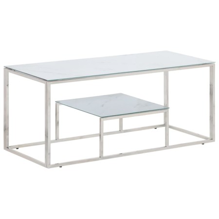Mesa de centro plateada acero inoxidable y vidrio templado de vidaXL, Mesas de centro - Ref: Foro24-350019, Precio: 107,50 €,...