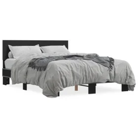 Estructura de cama madera de ingeniería y metal negro 140x190cm de vidaXL, Camas y somieres - Ref: Foro24-3280212, Precio: 14...
