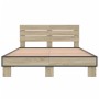 Estructura cama madera ingeniería metal roble Sonoma 140x190 cm de vidaXL, Camas y somieres - Ref: Foro24-3280168, Precio: 14...