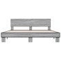 Estructura cama madera ingeniería metal gris Sonoma 200x200 cm de vidaXL, Camas y somieres - Ref: Foro24-3280175, Precio: 164...