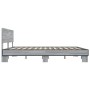Estructura cama madera ingeniería metal gris Sonoma 200x200 cm de vidaXL, Camas y somieres - Ref: Foro24-3280175, Precio: 164...