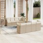 Set de sofás de jardín 9 pzas con cojines ratán sintético beige en Conjuntos de jardín | Comprar online en Foru.es
