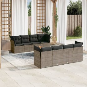 Set de muebles de jardín 9 pzas y cojines ratán sintético gris en Conjuntos de jardín | Comprar online en Foru.es