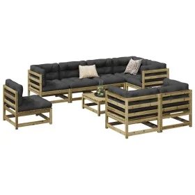 Set de sofás jardín 9 pzas con cojines madera pino impregnada de vidaXL, Conjuntos de jardín - Ref: Foro24-3299515, Precio: 8...