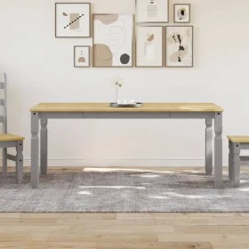 Mesa de comedor Corona madera maciza de pino gris 180x90x75 cm de vidaXL, Mesas de cocina y de comedor - Ref: Foro24-4005721,...