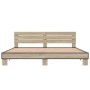 Estructura cama madera ingeniería metal roble Sonoma 200x200 cm de vidaXL, Camas y somieres - Ref: Foro24-3280128, Precio: 15...
