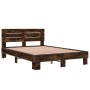 Estructura cama madera ingeniería metal roble ahumado 120x200cm de vidaXL, Camas y somieres - Ref: Foro24-3280154, Precio: 13...