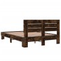Estructura cama madera ingeniería metal roble ahumado 120x200cm de vidaXL, Camas y somieres - Ref: Foro24-3280154, Precio: 13...