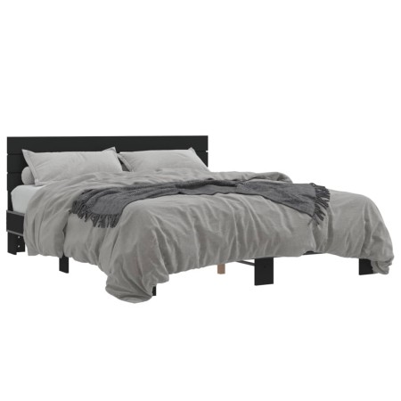 Estructura de cama madera de ingeniería y metal negro 150x200cm de vidaXL, Camas y somieres - Ref: Foro24-3280142, Precio: 14...