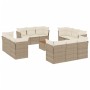 Set sofás de jardín con cojines 13 pzas ratán sintético beige en Conjuntos de jardín | Comprar online en Foru.es