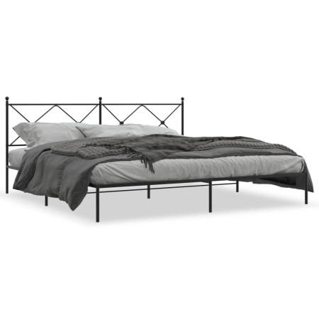 Estructura de cama con cabecero metal negro 193x203 cm de vidaXL, Camas y somieres - Ref: Foro24-376508, Precio: 124,48 €, De...