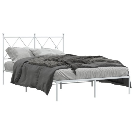 Estructura de cama de metal con cabecero blanca 120x190 cm de vidaXL, Camas y somieres - Ref: Foro24-376548, Precio: 107,16 €...