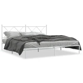 Bettgestell aus Metall mit weißem Kopfteil 180x200 cm von vidaXL, Betten und Lattenroste - Ref: Foro24-376555, Preis: 120,12 ...