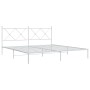 Estructura de cama de metal con cabecero blanco 180x200 cm de vidaXL, Camas y somieres - Ref: Foro24-376555, Precio: 122,09 €...