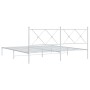 Estructura de cama de metal con cabecero blanco 180x200 cm de vidaXL, Camas y somieres - Ref: Foro24-376555, Precio: 122,09 €...