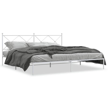 Estructura de cama de metal con cabecero blanco 193x203 cm de vidaXL, Camas y somieres - Ref: Foro24-376557, Precio: 124,48 €...