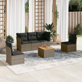 Set de muebles de jardín 6 pzas y cojines ratán sintético gris en Conjuntos de jardín | Comprar online en Foru.es
