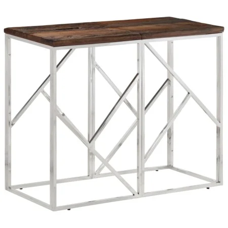 Console table stainless steel solid wood silver by vidaXL, Side tables - Ref: Foro24-349989, Price: 92,64 €, Discount: %