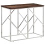 Mesa consola acero inoxidable madera maciza traviesa plateado de vidaXL, Mesas auxiliares - Ref: Foro24-349989, Precio: 93,47...