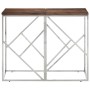 Mesa consola acero inoxidable madera maciza traviesa plateado de vidaXL, Mesas auxiliares - Ref: Foro24-349989, Precio: 93,47...