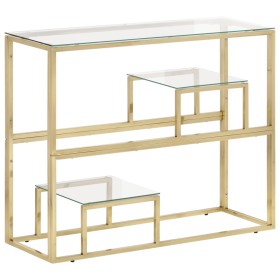 Mesa consola acero inoxidable dorado y vidrio templado de vidaXL, Mesas auxiliares - Ref: Foro24-350010, Precio: 151,69 €, De...