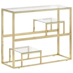 Mesa consola acero inoxidable dorado y vidrio templado de vidaXL, Mesas auxiliares - Ref: Foro24-350010, Precio: 149,65 €, De...